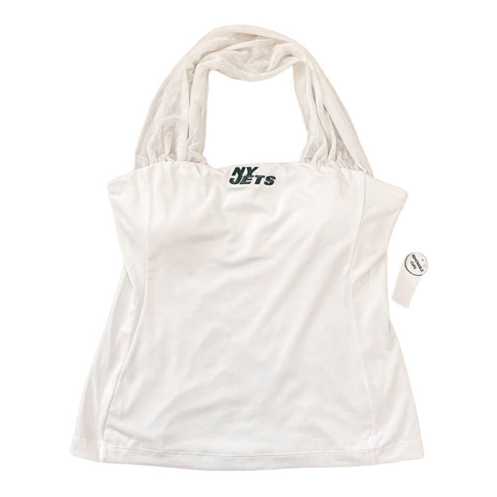 NFL All Sport Couture White New York Jets Sports First Down Halter Top SZ L BNWT